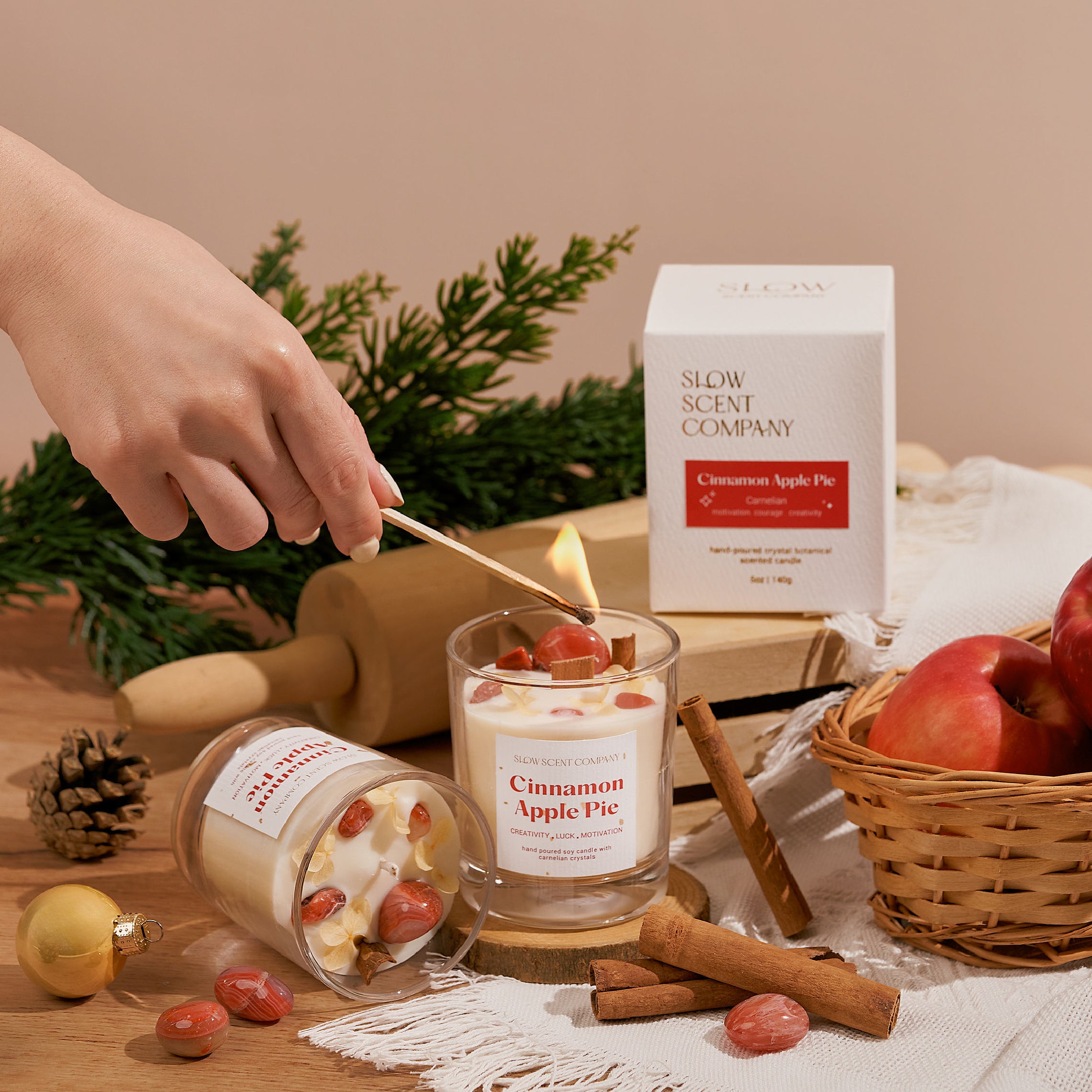 Cinnamon Apple Pie Crystal Candle